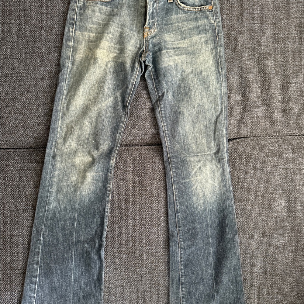 7 For All Mankind Faded Blue Boot Cut Jeans